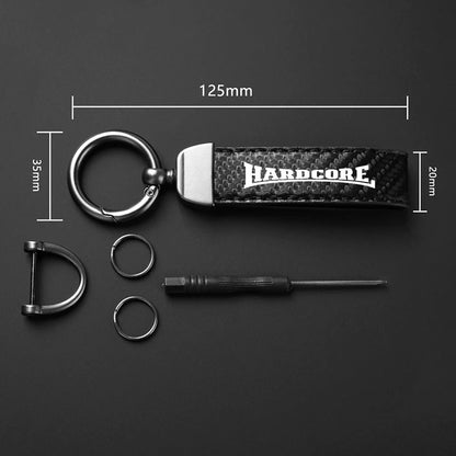 JDM Car Accessories Hardcore High-Grade Carbon Fiber Leather Car Ring Keychain Trinket Zinc Alloy Keyrings Rotate 360 Degrees
