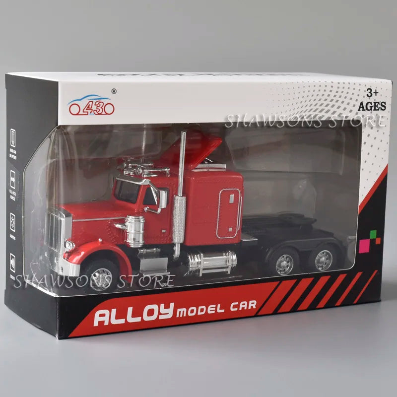 1:50 Diecast Model Semi Truck Toys Peterbilt 389 Tractor Vehicle Miniature Replica Pull Back Sound Light