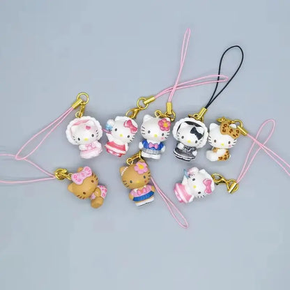 New In Stock Cute Black Leather Kt Cat Jewelry Pendant Blind Box University Kt Cat Phone Case Hanging Decoration Surprise Gift