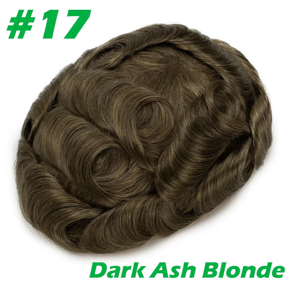 0.03mm Thin Skin Men's Wig 90% 100% Density Human Hair Men Toupee Capillary Prosthesis V Loop Natural Hairline for Hair Loss