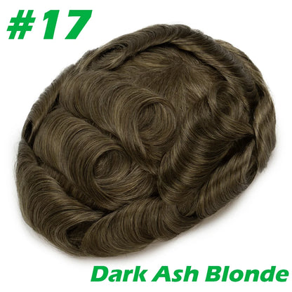 0.03mm Thin Skin Men's Wig 90% 100% Density Human Hair Men Toupee Capillary Prosthesis V Loop Natural Hairline for Hair Loss