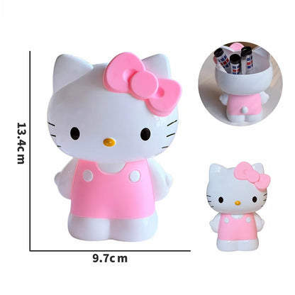 Cute Kawaii Sanrio Characters Figure Pen Cup Hello Kitty Kuromi My Melody Desktop Storage Decor Collectible Toy Gift Office