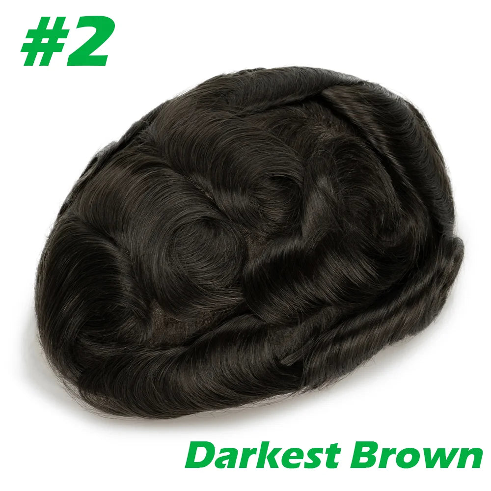 0.03mm Thin Skin Men's Wig 90% 100% Density Human Hair Men Toupee Capillary Prosthesis V Loop Natural Hairline for Hair Loss