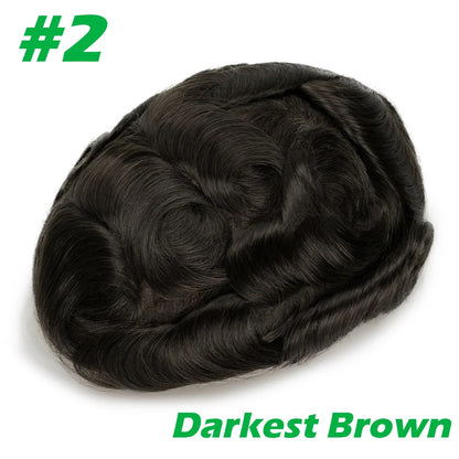 0.03mm Thin Skin Men's Wig 90% 100% Density Human Hair Men Toupee Capillary Prosthesis V Loop Natural Hairline for Hair Loss