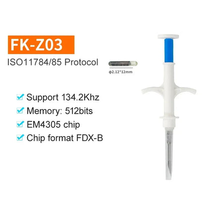 100Pack Animal EM4305 Microchip International Standard 134.2KHz FDX-B Pet Identification Chip Syringe Dog Microchip