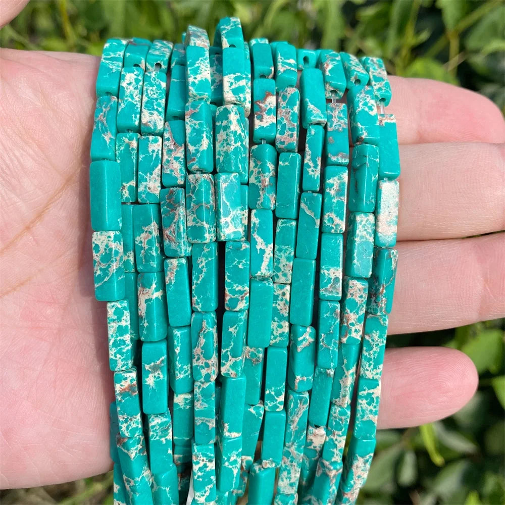 4x13mm Natural Stone Tube Rectangle Sea Sediment Lapis Lazuli Opal Amethysts Quartz Beads for Jewelry Making DIY Bracelet