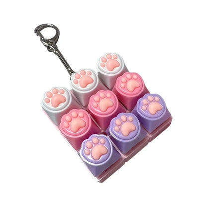 Cute Cat Claw Keychain 4/9 Keys Keyboard Decompression DIY Keyboard Keychain For Gifts