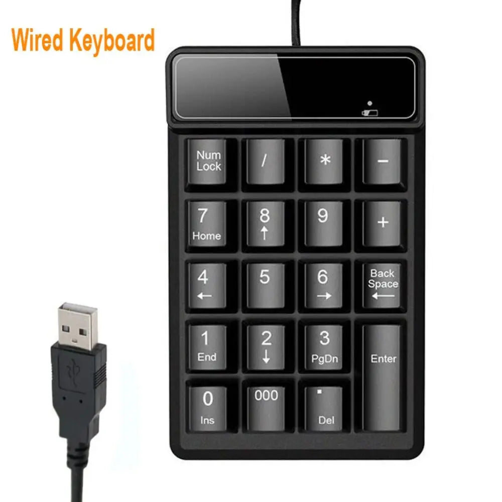 New 2.4GHz Wireless Wired Keyboard Bluetooth Mini USB Numeric Keypad Numpad Receiver Floating Key 19 Keys Number Pad