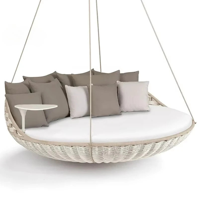 Outdoor Swing Bed Hanging Daybed Modern Swing Sofa Adult Garden Furniture Porch Rope Wicker Rattan Round Hanging Bed