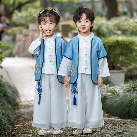 Summer Baby Hanfu Tang Costume Kids Outfit Performance Toddler Girl Suit Casual Two Piece Set Children's Clothes Cosplay Boy Set