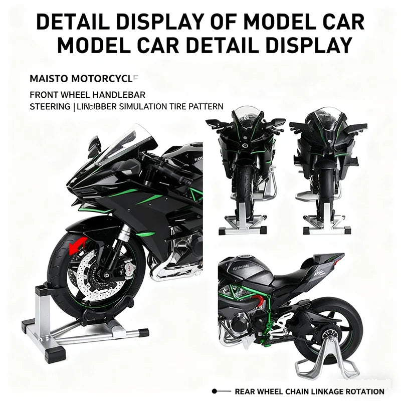 Key Start 1:9 H2 H2R Alloy Sports Motorcycle Model Diecast Track Racing Motorcycle Model With Spray Sound and Light Kid Toy Gift