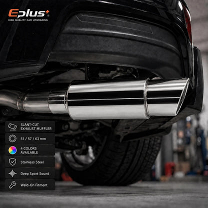 EPLUS Universal Car&Motorcycle Stainless Steel Exhaust Muffler Slant Cut Tip Car Exhaust Resonator 51/57/63mm Inlet