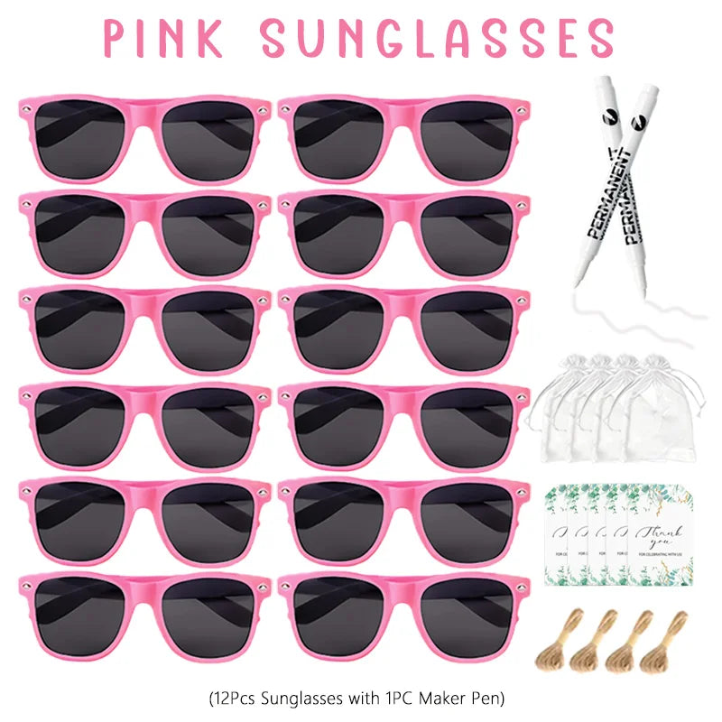 12-100Pcs Wedding Sunglasses for Guests Heart Shaped Sunglasses Bachelorette Party Glasses Bridal Shower Party Favors Photo Prop