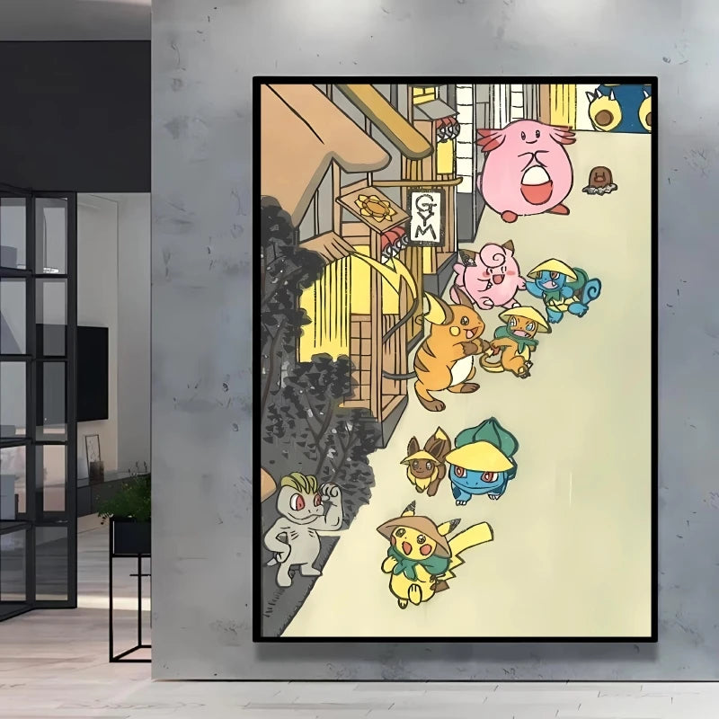 1pc frameless Canvas Paintings Retro Canvas Poster Prints Pokemon Gengar Blastoise Cartoon Character Picture Wall Art Home  Chil