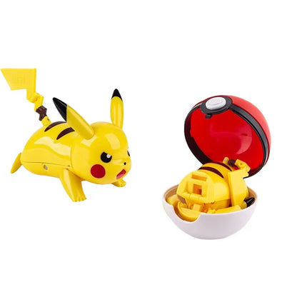 Pokemon Figure Dragonite Gengar Mew Snorlax Lapras Pokeball Elf Ball Deformation Toy Pikachu Monster Educational Doll Kids Gift
