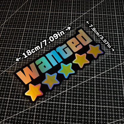 WANTED sticker, vinyl decal, waterproof, laser cut, car bumper sticker, motorcycle decal, laptop sticker, luggage sticker,