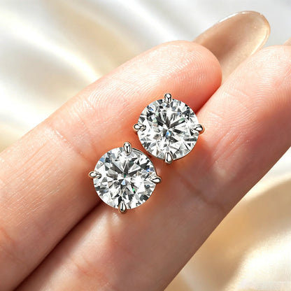 Abestecom VVS1 GRA 0.1ct-3.0ct Moissanite Earring D Color Lab Diamond Four Prong Single Stone Women Stud Earrings Jewelry Gift