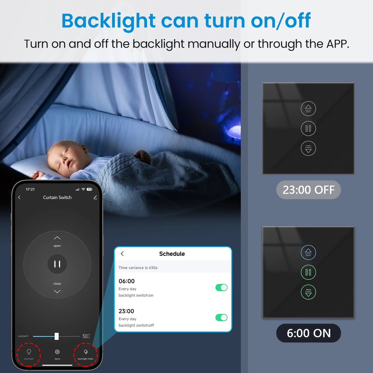 Tuya Black Curtain Roller Shutter Blinds Switch Smart Life App Percentage Progress Remote Control Google Assistant Alexa
