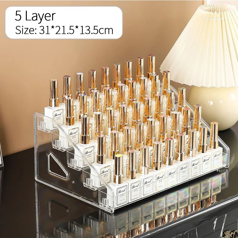 Clear Acrylic Nail Polish Display Stand Multi-layer Plastic Storage Rack UV Gel Shelf Quick Install Cosmetic Manicure Storage