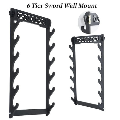 8-Layers Katana Storage Shelf Wall Support Holder Wooden Sabre Samurai Sword Stand Rack Display Real Japanese Katana Organizer
