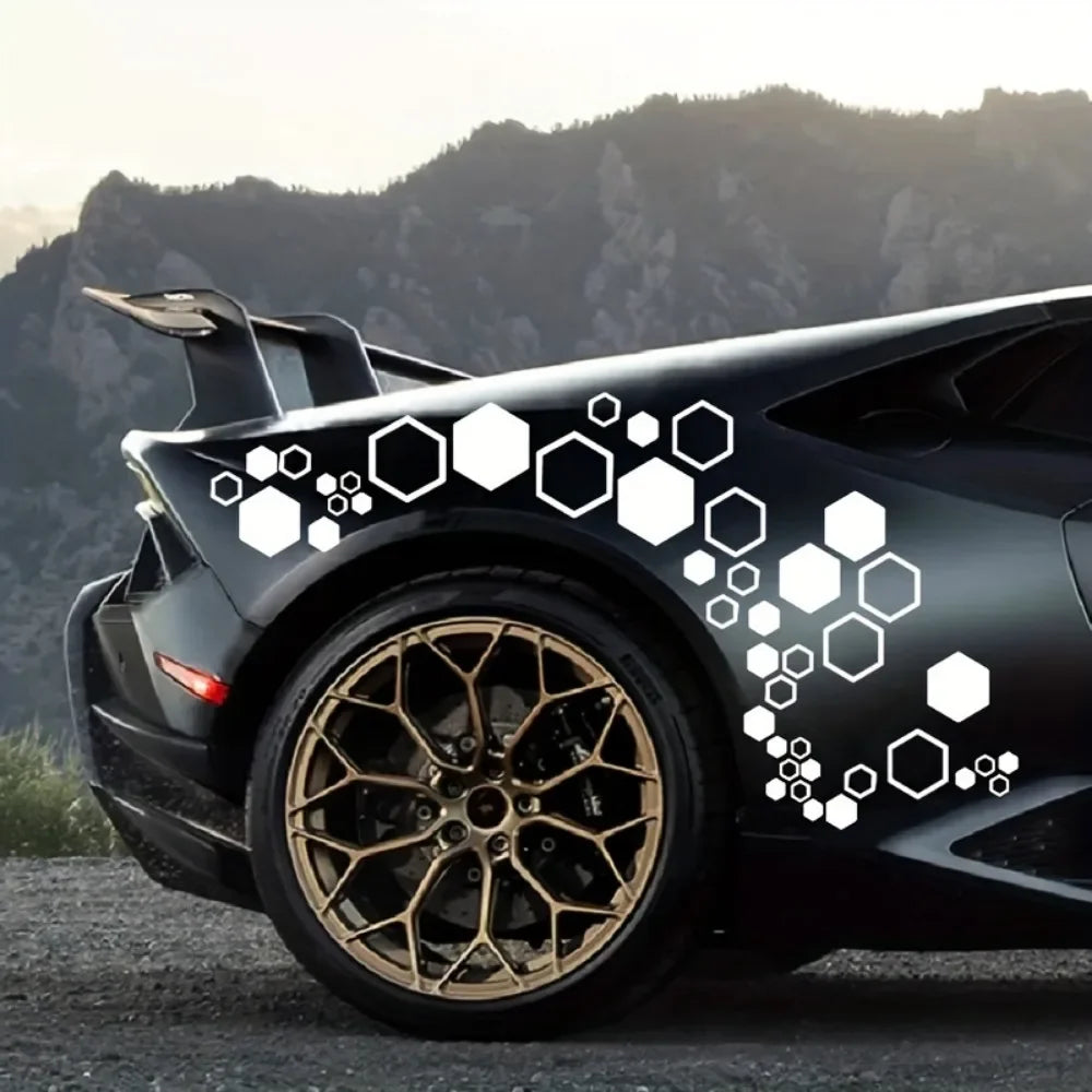 52pcs Honeycomb Auto Vinyl Decals Large and Small Combination Hexagonal Stickers DIY Car Body Cool Styling Open Style Decoration