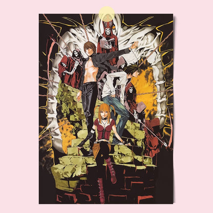Japanese Comics Death Note Frameless Canvas Painting Poster Light Yagami Comics Peripheral Misa Amane Indoor Room Decoration
