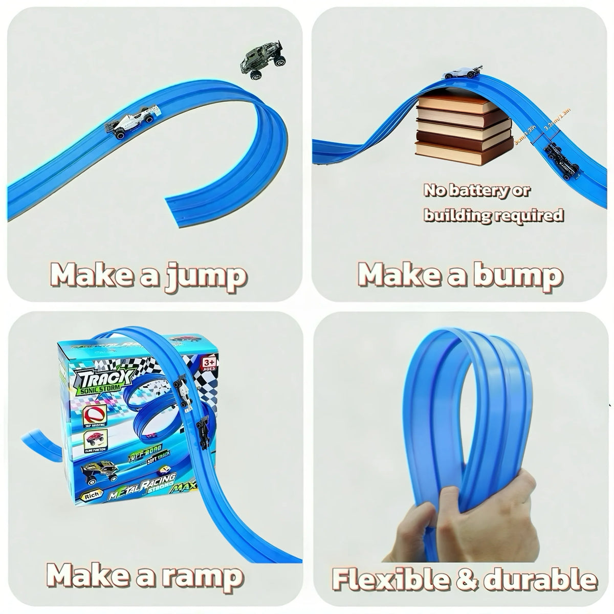 Parent Child Interactive Racing Car Flexible Track Roll Up Double Track Suction Cup Screen Free Educational Kids Gift