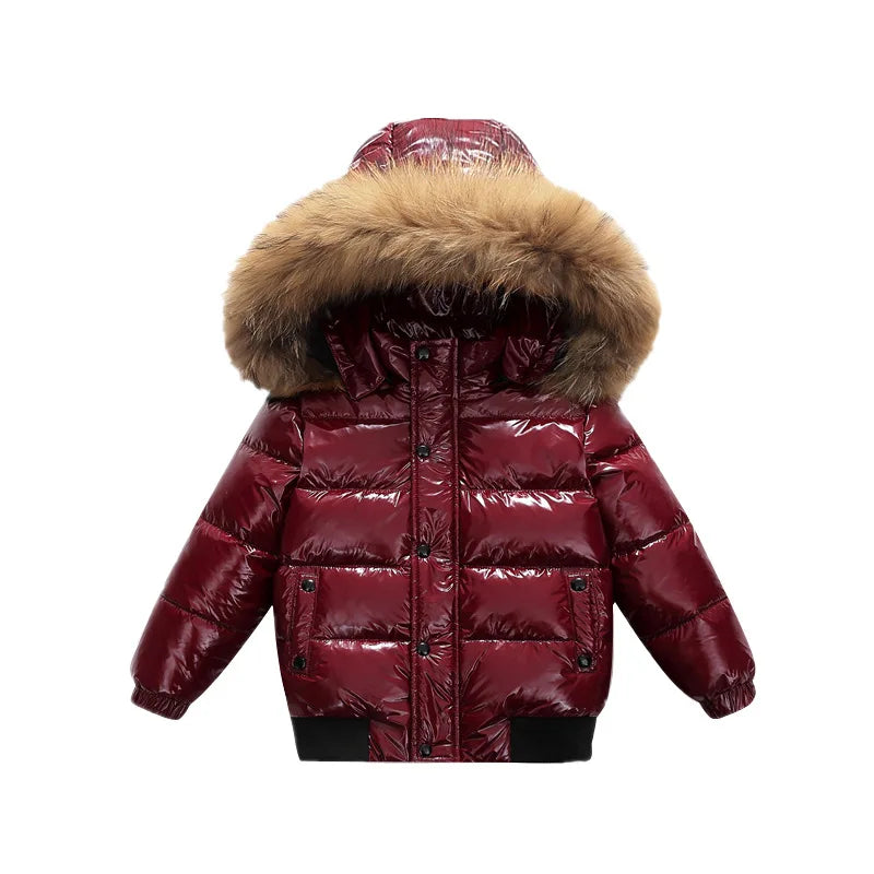 UNITIM Kids Baby Girls Down Jacket Hooded Glossy No-rinse Toddler Boys Down Coat Winter Thicken Warm Newborn Boys Parkas Outwear