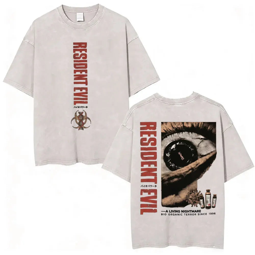 Limited Resident Evil Requiemm Anime T Shirt Men's Clothing Gothic Vintage Washed T Shirts Summer Tops O-Neck T-shirt Streetwear