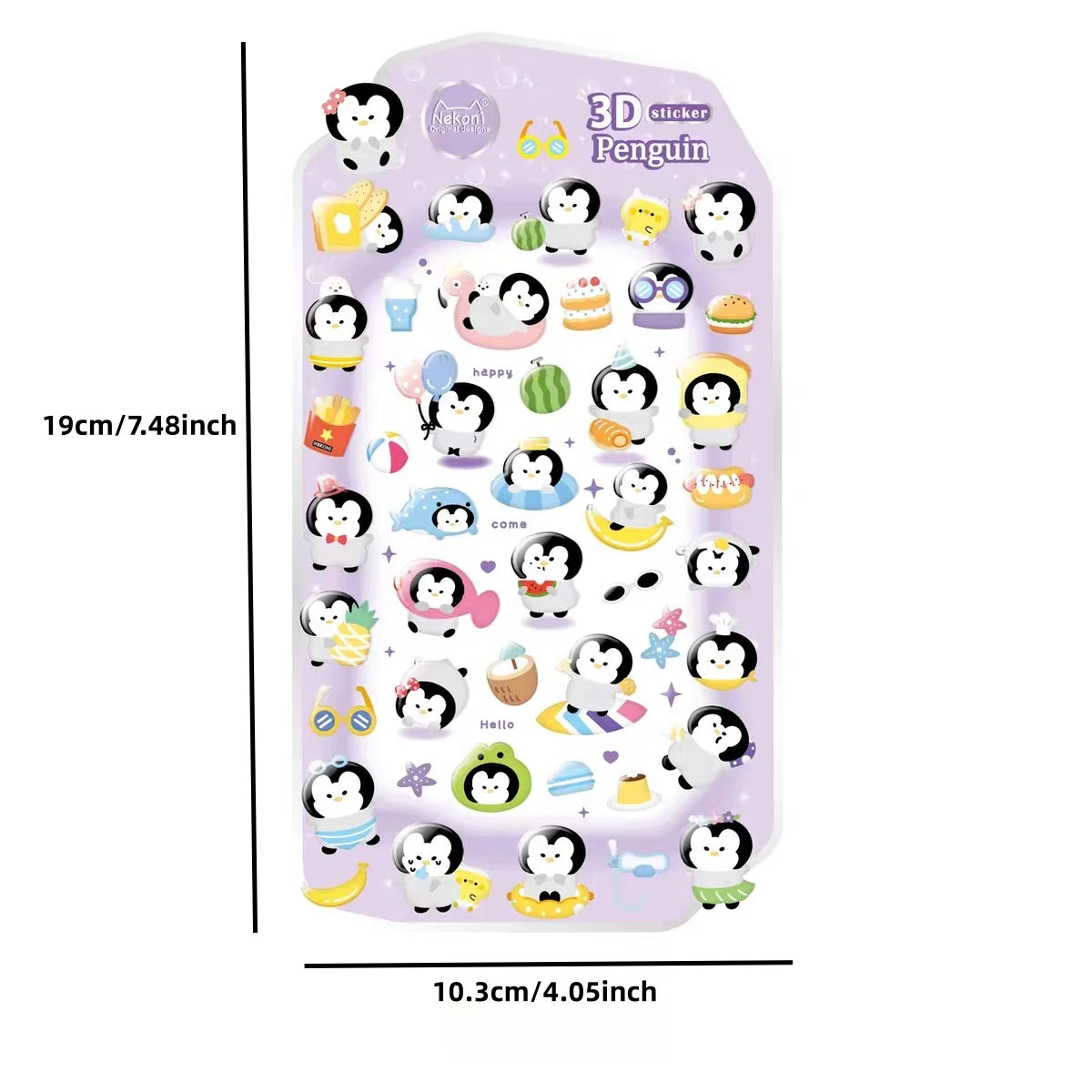 NEKONI 3D Animals Penguin Seal World Relief Stickers Scrapbooking DIY Journaling Stationery Diary Cute Stickers School Supply