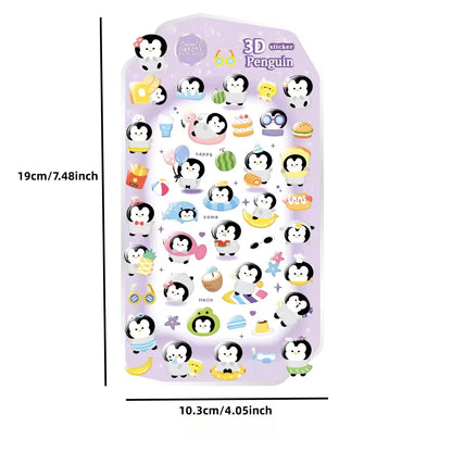 NEKONI 3D Animals Penguin Seal World Relief Stickers Scrapbooking DIY Journaling Stationery Diary Cute Stickers School Supply
