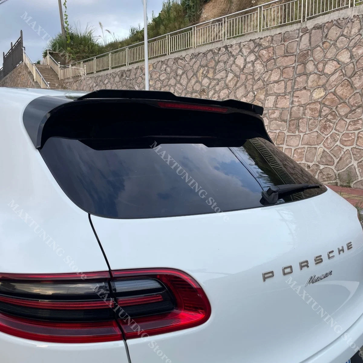 Maxton Style Rear Trunk Roof Spoiler Wing For Porsche Macan & Turbo & Turbo S 2014-2021 Tail Wing Boot Lip Caps Body Kit Tuning