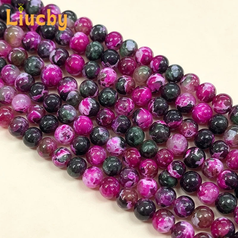 Faceted Dragon Patterned Fire Agate Natural Stone Beads for Jewelry Making DIY Traditional Decoration Retro Rings 15' Strand 8mm