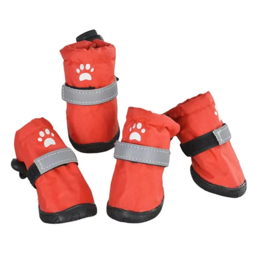 4pcs/set Pet Footwear Waterproof Pet Dog Shoes Anti-slip Wear Resistant Puppy Booties Reflective Pet Rain Shoes Small Medium Dog