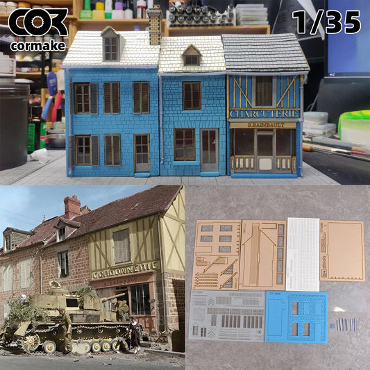 Assembly Architectural Miniature Europe Building House Shop Home Multi-storey Residential Cafe Diorama Scale Model Kit 1/35