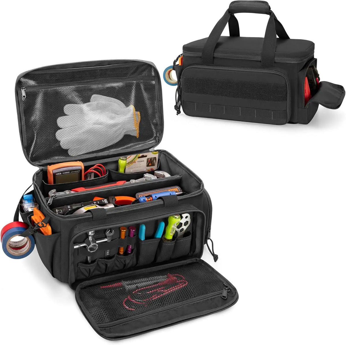 14" Heavy Duty Tool Bag Multipurpose Work Organizer for Handyman,Carpenter,Durable Portable Tool Storage