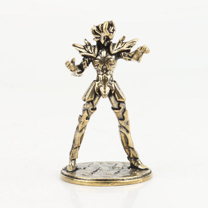 Gold Saint brass Mini Figures twelve zodiac Saint Seiya ornament cartoon model desktop decoration copper gift