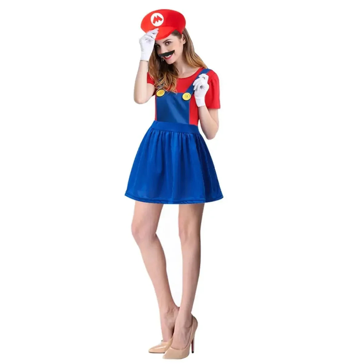Anime Super Luigi Brothers Cosplay Adult Costume Super Brothers CostumeJumpsuit Beard Hat Set Halloween Costume Props Men Womens