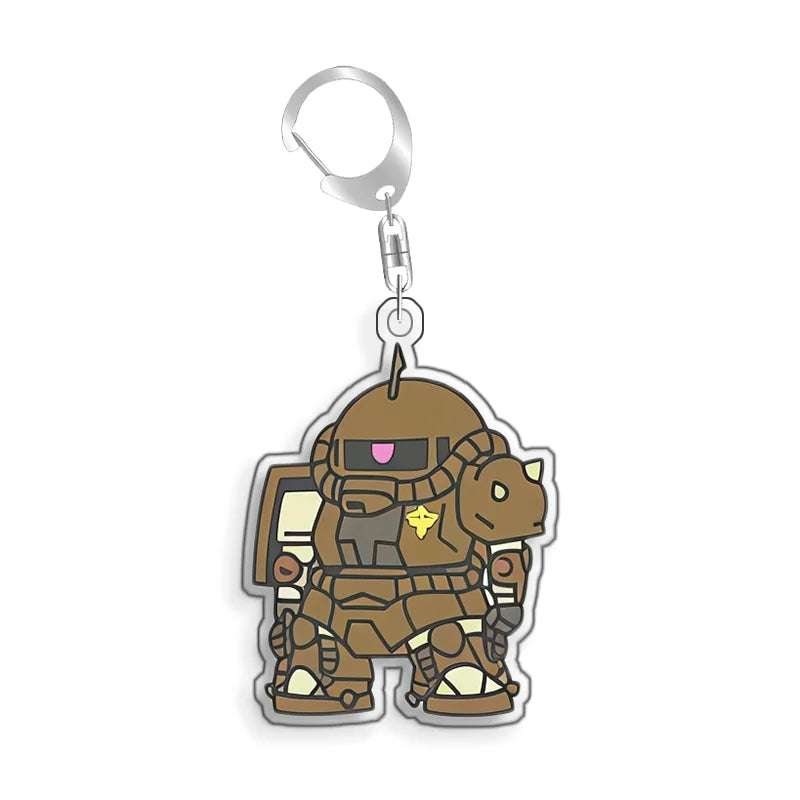 Keychain for Gundam MS-06S Zaku Ll White Cabin Backpack Pendant Anime Game Fans Gift Recycled Acrylic Decoration Rare Card Toy