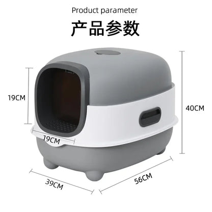 Oversized Cat Litter Box Fully Enclosed Pet Toilet Automatic Deodorizing Flip-top Cat Shit Basin