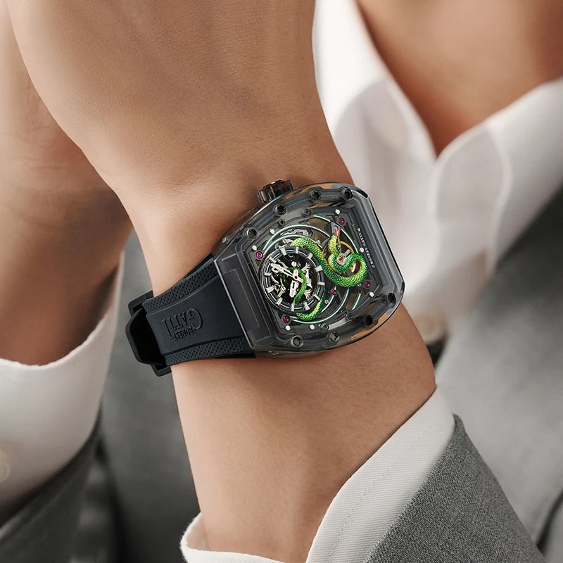 BONEST GATTI Watch Birthday Gift for Husband German Automatic Mechanical Luminous Year of the Snake Limited Edition Men's Watch