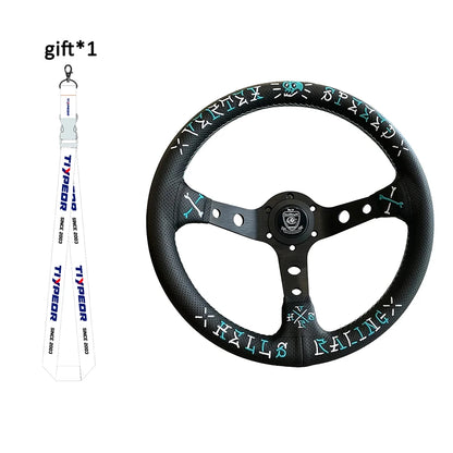 Vertex Sports Steering Wheel Leather Aluminum Alloy Embroidery Racing Modified Auto Parts Universal Car Steering Wheel