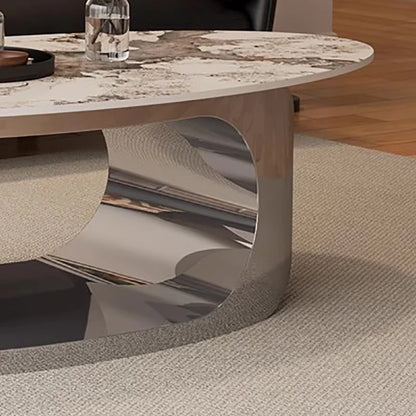European Luxury Coffee Table Oval Modern Glam Premium Coffee Table Living Room Aesthetic Table Basse Design Home Furniture