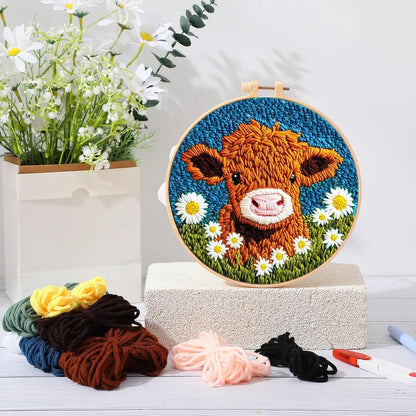 Punch Needle Embroidery Starter Kits Scenery Pattern for Adults Beginners DIY Craft Punch Needle Kits Embroidery With Frame