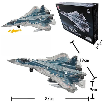 1:72 Russian SU-57S Heavy Fighter Model Creative Military Series Building Blocks Home Decor Assembled Toys For Boys Xmas Gifts