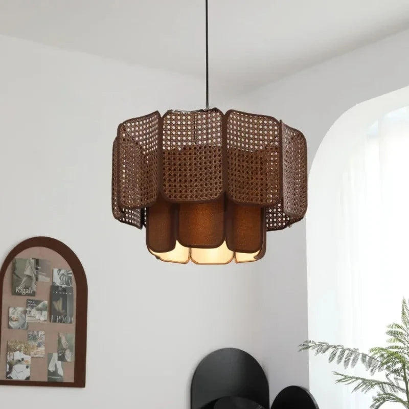 Japanese Wabi Sabi Bohemian Rattan Pendant Lights Restaurant Tea Room Counter Living Room Cafe Homestay Led Lighting Luminaires