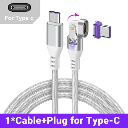 AUFU 240W Magnetic USB Type C To USB C Cable 5A Fast Charging Charger Wire for Macbook Magnet Type C Cable for iPhone Samsung