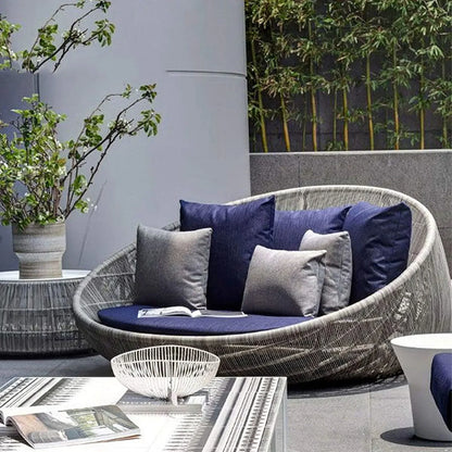ABB  outdoor rattan bed round bed recliner Internet celebrity bed and breakfast garden hotel villa courtyard sofa