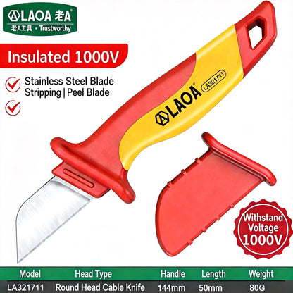 LAOA Insulated Electrician's Knife Voltage-Resistant Cable Cutter Stripping Tool with Straight Blade Specialized Wire Stripper
