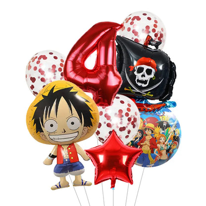 Anime One Piece Aluminum Film Balloons Luffy Shape Foil Balloon Boys Birthday Party Decoration Items